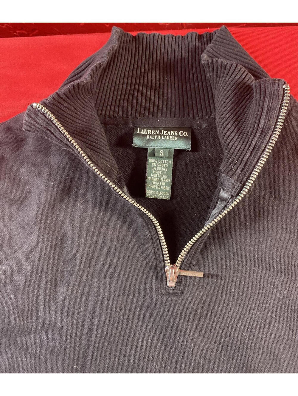 Lauren Ralph Lauren Women Small Jacket Black 1/4 zip Cotton - Picture 3 of 5